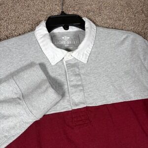 Eight Bells Mens XXL Gray Maroon Striped Long Sleeve Cotton Rugby Polo Shirt